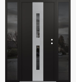 DIAMOND A6 68" X 80" BLACK/BLACK MIRRORED GLASS PANEL STAINLESS STEEL LHI WITH 2 SIDELITES MIRRORED GLASS