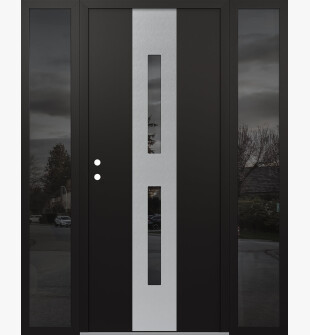 DIAMOND A6 64" X 80" BLACK/BLACK MIRRORED GLASS PANEL STAINLESS STEEL RHI WITH 2 SIDELITES MIRRORED GLASS