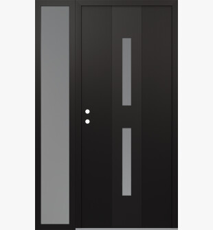 DIAMOND A6 50" X 80" BLACK/WHITE FROSTED GLASS PANEL BLACK RHI WITH SIDELITE FROSTED GLASS