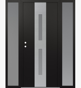 DIAMOND A6 60" X 80" BLACK/WHITE FROSTED GLASS PANEL STAINLESS STEEL RHI WITH 2 SIDELITES FROSTED GLASS