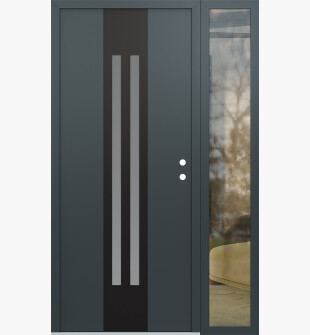 DIAMOND A8 48" X 80" ANTHRACITE/ANTHRACITE FROSTED GLASS PANEL BLACK LHI WITH SIDELITE CLEAR GLASS