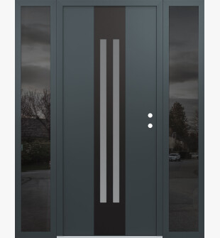 DIAMOND A8 68" X 80" ANTHRACITE/ANTHRACITE FROSTED GLASS PANEL BLACK LHI WITH 2 SIDELITES MIRRORED GLASS