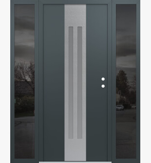 DIAMOND A8 68" X 80" ANTHRACITE/ANTHRACITE FROSTED GLASS PANEL STAINLESS STEEL LHI WITH 2 SIDELITES MIRRORED GLASS