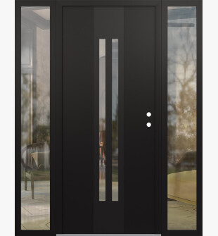 DIAMOND A8 68" X 80" BLACK/BLACK CLEAR GLASS PANEL BLACK LHI WITH 2 SIDELITES CLEAR GLASS