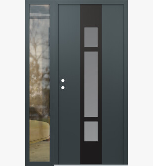 DIAMOND A9 48" X 80" ANTHRACITE/ANTHRACITE FROSTED GLASS PANEL BLACK RHI WITH SIDELITE CLEAR GLASS