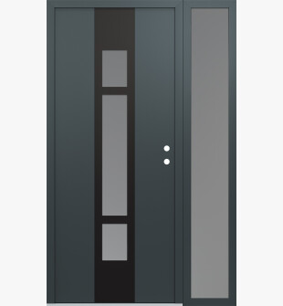 DIAMOND A9 50" X 80" ANTHRACITE/ANTHRACITE FROSTED GLASS PANEL BLACK LHI WITH SIDELITE FROSTED GLASS