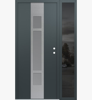 DIAMOND A9 48" X 80" ANTHRACITE/ANTHRACITE FROSTED GLASS PANEL STAINLESS STEEL LHI WITH SIDELITE MIRRORED GLASS