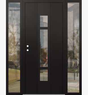 DIAMOND A9 68" X 80" BLACK/BLACK CLEAR GLASS PANEL BLACK RHI WITH 2 SIDELITES CLEAR GLASS