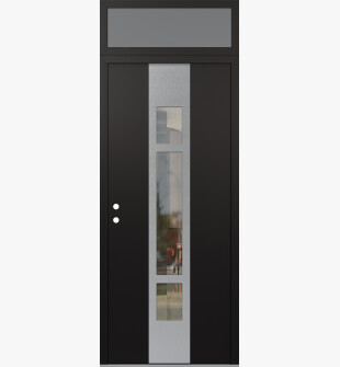 DIAMOND A9 36" X 96" BLACK/BLACK CLEAR GLASS PANEL STAINLESS STEEL RHI WITH TRANSOM FROSTED GLASS