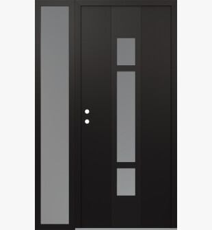 DIAMOND A9 50" X 80" BLACK/WHITE FROSTED GLASS PANEL BLACK RHI WITH SIDELITE FROSTED GLASS