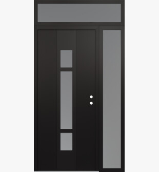 DIAMOND A9 50" X 96" BLACK/WHITE FROSTED GLASS PANEL BLACK LHI WITH SIDELITE AND TRANSOM FROSTED GLASS