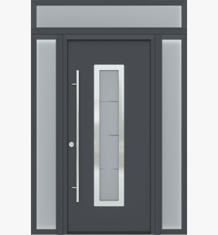 MODERN FRONT STEEL DOOR ARGOS ANTRACIT/WHITE 61 1/16" X 95 11/16" RHI + SIDELITE LEFT/RIGHT + TRANSOM