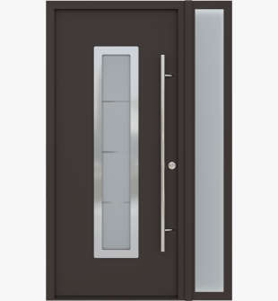 MODERN FRONT STEEL DOOR ARGOS BROWN/WHITE 49 1/4" X 81 11/16" LHI + SIDELITE RIGHT