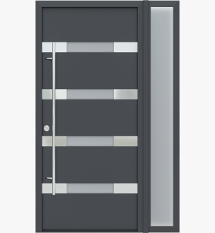 MODERN FRONT STEEL DOOR AURA ANTRACIT/WHITE 49 1/4" X 81 11/16" RHI + SIDELITE RIGHT