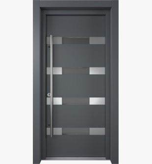 MODERN FRONT STEEL DOOR AURA ANTRACIT/WHITE 37 7/16" X 81 11/16" RHI + HARDWARE