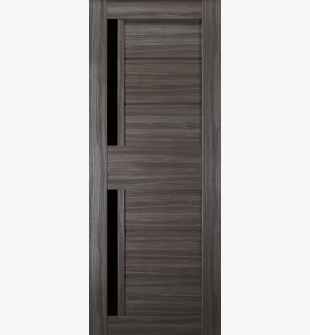 DOOR SLAB ESTA BL VETRO GRAY OAK 18" X 80" X 1 9/16" BLACK GLASS