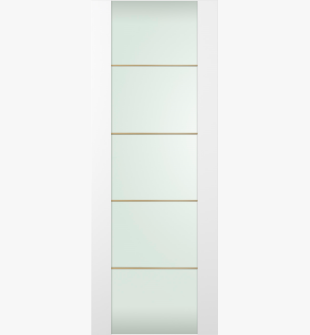 DOOR SLAB SMART PRO H3G 4H GOLD STRIPS VETRO POLAR WHITE 32" X 96" X 1 3/4" TEMPERED FROSTED GLASS