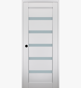 RTA RIGHT HAND PREHUNG CONCEALED DOOR SLAB LEORA VETRO BIANCO NOBLE 18" X 80" X 1 9/16" FROSTED GLASS