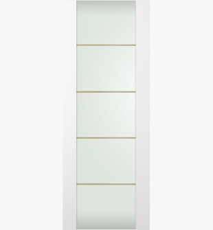 DOOR SLAB SMART PRO H3G 4H GOLD STRIPS VETRO POLAR WHITE 28" X 80" X 1 3/4" TEMPERED FROSTED GLASS