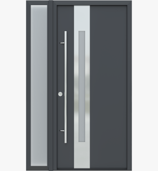 MODERN FRONT STEEL DOOR ZEPHYR ANTRACIT/WHITE 49 1/4" X 81 11/16" RHI + SIDELITE LEFT
