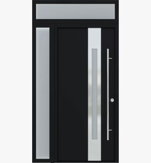 MODERN FRONT STEEL DOOR ZEPHYR BLACK/WHITE 49 1/4" X 95 11/16" LHI + SIDELITE LEFT/TRANSOM