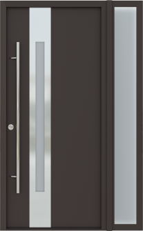 MODERN FRONT STEEL DOOR ZEPHYR BROWN/WHITE 49 1/4" X 81 11/16" RHI + SIDELITE RIGHT