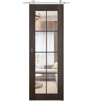 Avon 8 Lite Clear Vetro Veralinga Oak Barn doors