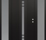 Modern Steel Front Door DIAMOND A4 64" X 80" BLACK/WHITE FROSTED GLASS PANEL BLACK LHI WITH 2 SIDELITES FROSTED GLASS