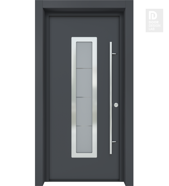 MODERN FRONT STEEL DOOR ARGOS ANTRACIT/WHITE 37 7/16" X 81 11/16" LHI + HARDWARE