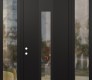Modern Steel Front Door DIAMOND A1 60" X 96" BLACK/BLACK CLEAR GLASS PANEL BLACK RHI WITH 2 SIDELITES AND TRANSOM CLEAR GLASS