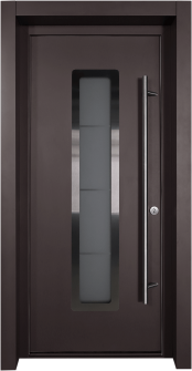 MODERN FRONT STEEL DOOR ARGOS BROWN/WHITE 37 7/16" X 81 11/16" LHI + HARDWARE