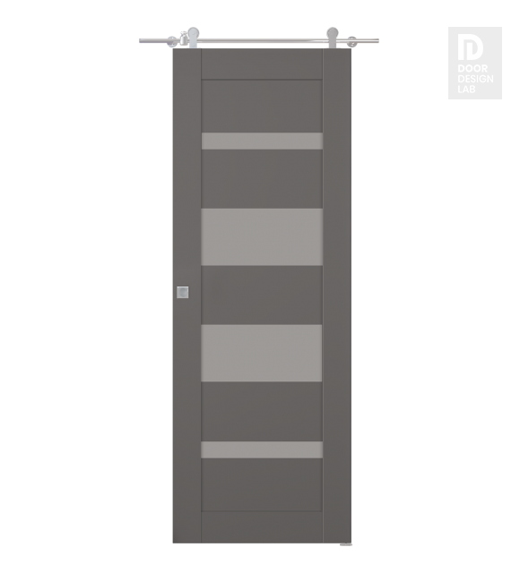 Mirella Vetro Gray Matte Modern Interior Barn Door by Belldinni