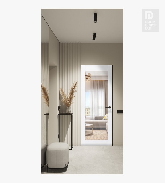 Palladio 207 Clear Vetro Bianco Noble Modern Interior Frameless Door by Belldinni