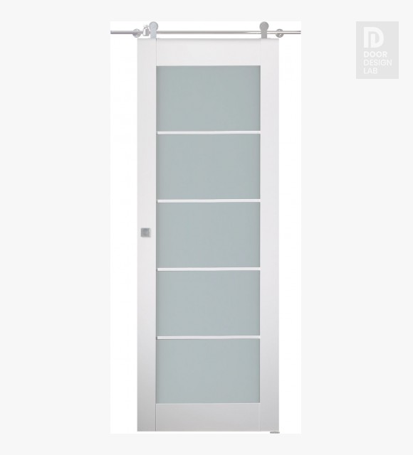 Smart Pro 5 Lite Vetro Polar White Modern Interior Barn Door by Belldinni