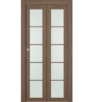 Avon 5 Lite Vetro Pecan Nutwood Bi-folding doors