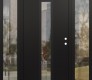 Modern Steel Front Door DIAMOND A1 64" X 80" BLACK/BLACK CLEAR GLASS PANEL BLACK LHI WITH 2 SIDELITES CLEAR GLASS
