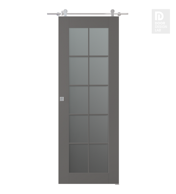 Avon 10 Lite Vetro Gray Matte Modern Interior Barn Door by Belldinni