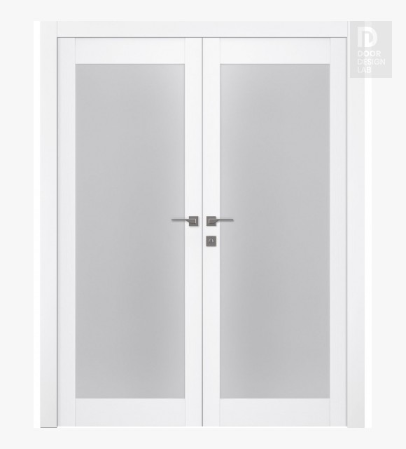 Palladio 207 Vetro Bianco Noble Modern Interior Double Swing Doors by Belldinni