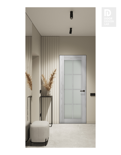 Avon 8 Lite Vetro Ribeira Ash Modern Interior Frameless Door by Belldinni
