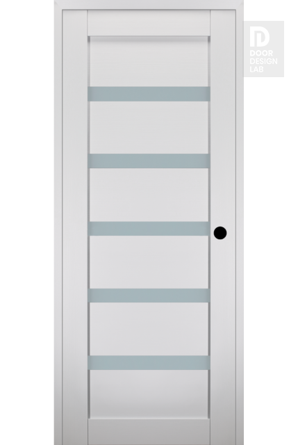 RTA LEFT HAND PREHUNG CONCEALED DOOR SLAB LEORA VETRO BIANCO NOBLE 32" X 80" X 1 9/16" FROSTED GLASS