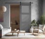 Avon 3 Lite Vetro Gray Matte Barn doors