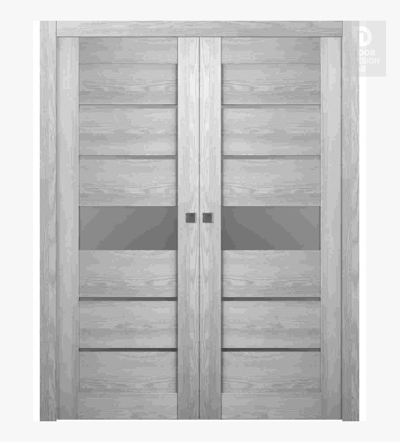 Avon 07-06 Vetro Ribeira Ash Modern Interior Double Pocket Doors by Belldinni
