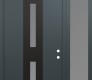 Modern Steel Front Door DIAMOND A6 52" X 96" ANTHRACITE/ANTHRACITE FROSTED GLASS PANEL BLACK LHI WITH SIDELITE AND TRANSOM FROSTED GLASS