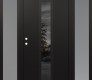 Modern Steel Front Door DIAMOND A1 68" X 80" BLACK/BLACK MIRRORED GLASS PANEL BLACK RHI WITH 2 SIDELITES FROSTED GLASS