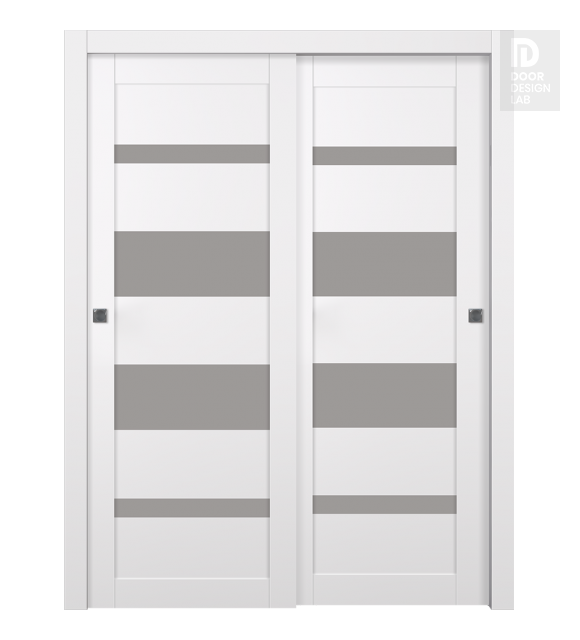 Mirella Vetro Snow White Modern Interior Bypass Doors by Belldinni