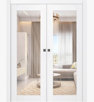 Palladio 207 Clear Vetro Bianco Noble Double pocket doors