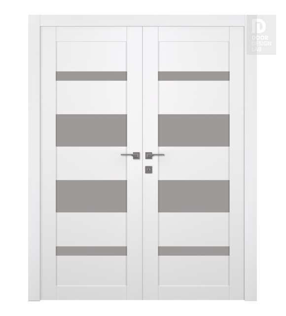 Mirella Vetro Snow White Modern Interior Double Swing Doors by Belldinni