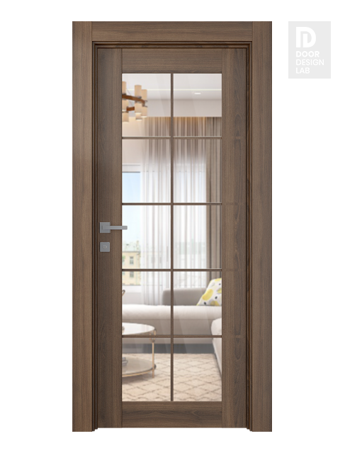 Avon 10 Lite Clear Pecan Nutwood Modern Interior Door by Belldinni