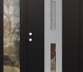 Modern Steel Front Door DIAMOND A6 52" X 80" BLACK/BLACK CLEAR GLASS PANEL STAINLESS STEEL RHI WITH SIDELITE CLEAR GLASS