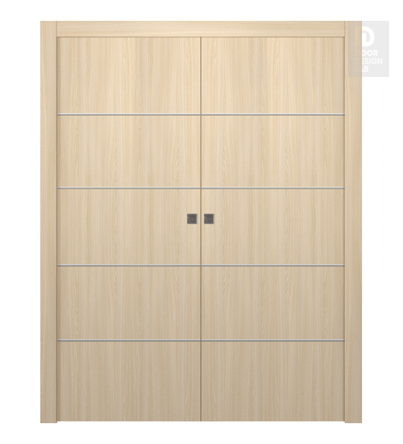 Optima 4H Loire Ash Modern Interior Double Pocket Doors by Belldinni